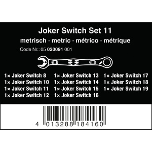 Wera klucze płasko-oczkowe z grzechotką i przełącznikiem Joker 6001 Set 11 sztuk