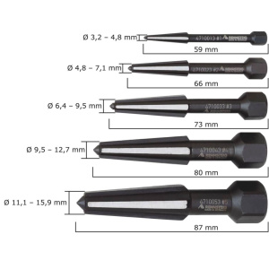 Rennsteig 471 901 3 wykrętaki do urwanych śrub M5-M20 gwint lewy-prawy, zestaw 5 sztuk
