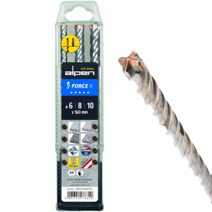 Alpen wiertła do betonu zbrojonego 6/ 8/ 10x160 mm SDS-plus FORCE X 3 sztuki