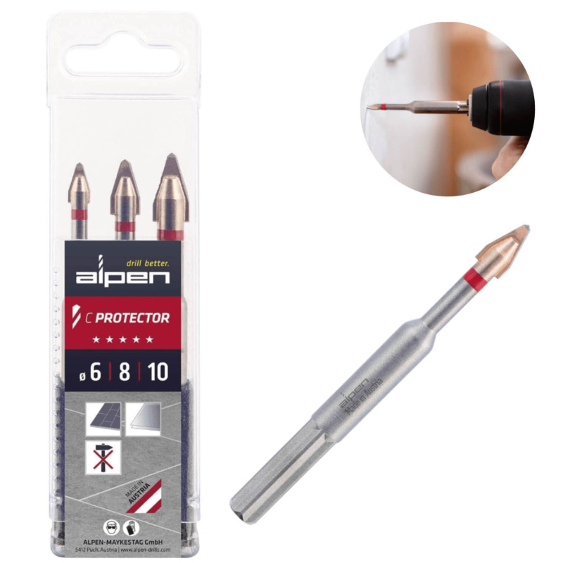 Wiertła do gresu 6–10 mm Alpen C Protector 3 szt. | Narzędzia MagMar