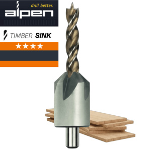 Alpen frez stożkowy z wiertłem 3–6 mm HSS TIMBER SINK, zestaw 4 szt. | Narzędzia MagMar