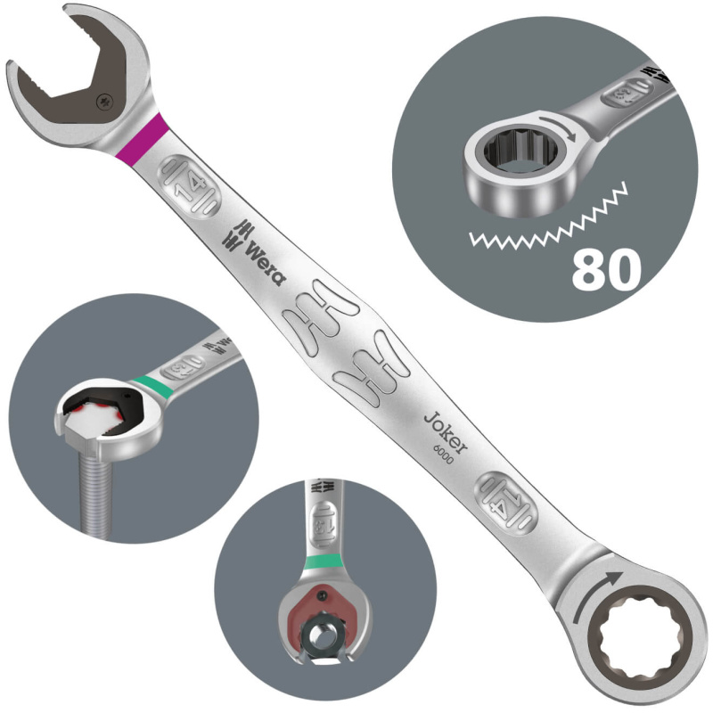 Wera klucz płasko-oczkowy z grzechotką 14 mm Joker 6000