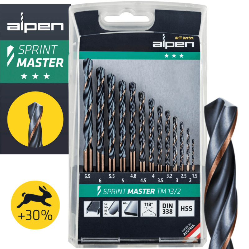 Zestaw wierteł do metalu 1,5–6,5 mm HSS Alpen Sprint Master TM 13/2 | Narzędzia MagMar
